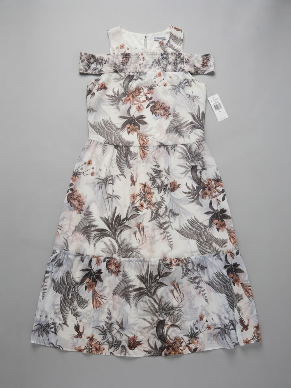 Chelsea28 Off Shoulder Midi Dress Womens S Size Tropical Toile Summer Chic Boho